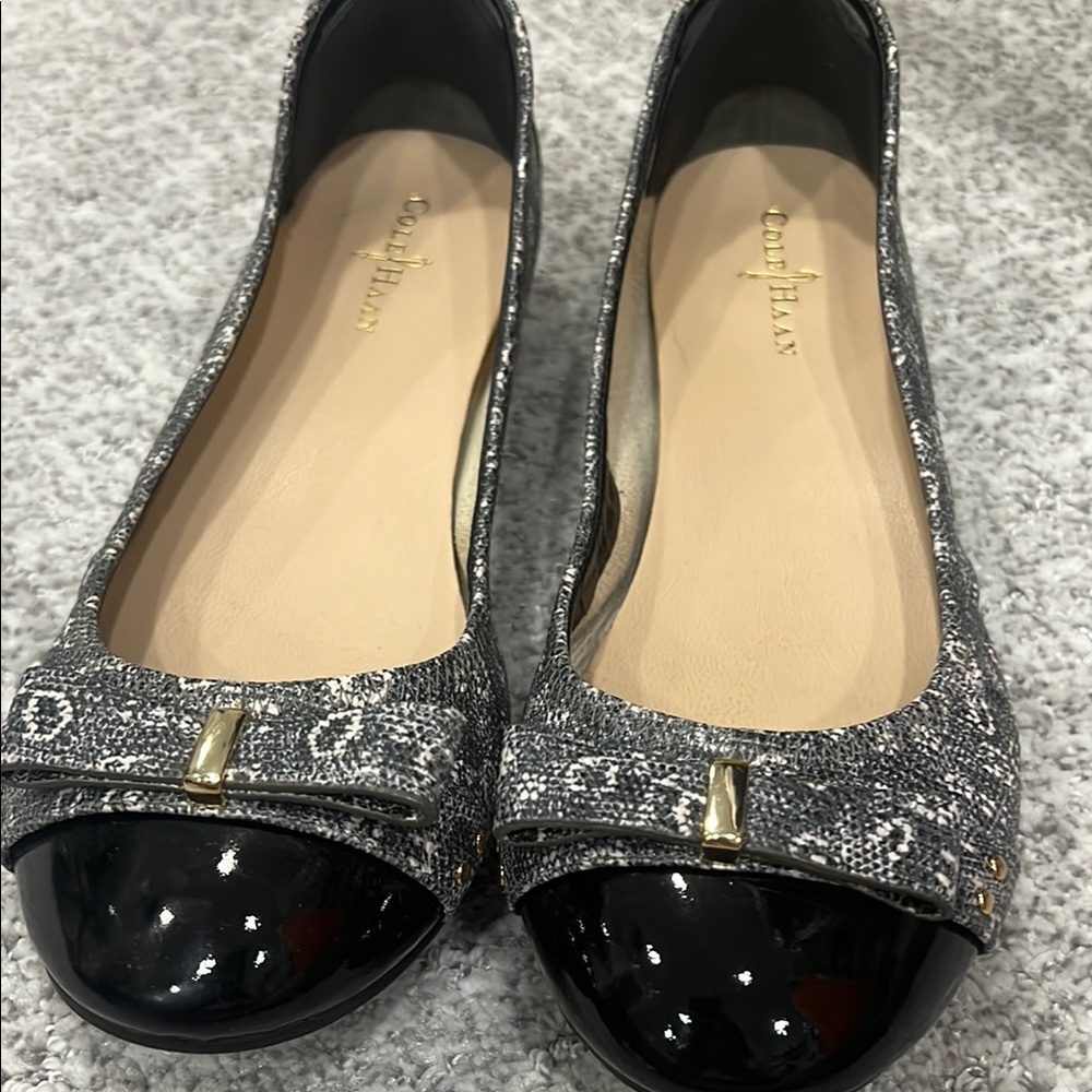 Cole Haan Black and Gray Patent Flats